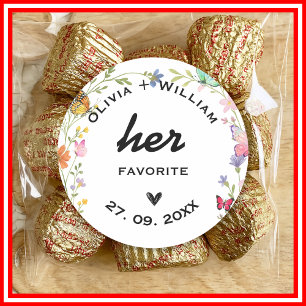 Blumen Boho Wildblumen Ihr Favorit Sein Favorit Runder Aufkleber