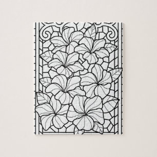 Blumen-Botanik-Buntglas-Färbepuzzle Puzzle