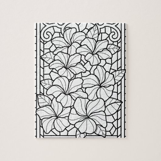 Blumen-Botanik-Buntglas-Färbepuzzle Puzzle (Vertikal)