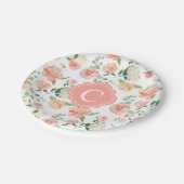 Blumen-Botanikdruck mit Ihrem Monogramm Pappteller (Schrägansicht)