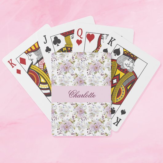 Blumen Botanischer Wildblumen-Monogramm-Name Spielkarten