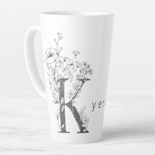Blumen Botanisches Monogramm "K" Benutzerdefiniert Milchtasse