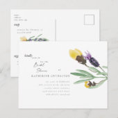 Blumen-Brautdusche Gelb & Lavendel Einladung Postkarte (Vorne/Hinten)