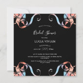 Blumen-Brautdusche Schwarz & Milchstraße Einladung (Vorderseite)