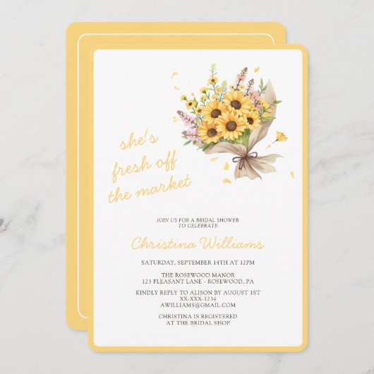 Blumen-Brautparty vom Markt Einladung (Vorne/Hinten)