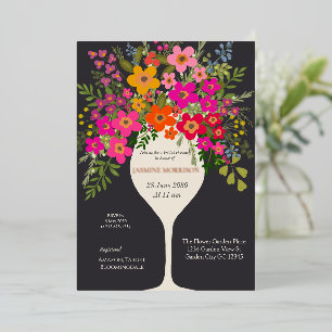 Blumen-Brunch-Weinglas-Junggesellinnen-Abschied Folieneinladung