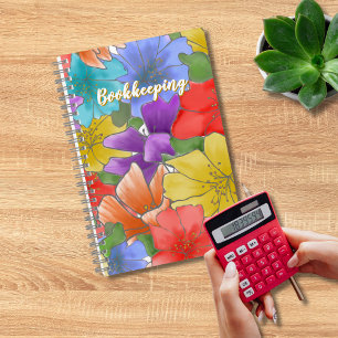 Blumen-Buchhaltungs-Expense-Tracker-Grafik Notizblock