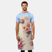 Blumen, bunt, Beige, bouquet, Name oder Monogramm Schürze (Getragen)