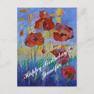 Blumen Bunte Mohnblumen Glücklicher Geburtstag Postkarte