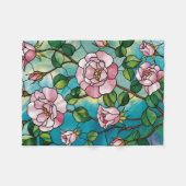 Blumen-Buntglas-Effekt Rosa Blumen Botanisch Fleecedecke (Vorderseite (Horizontal))