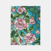 Blumen-Buntglas-Effekt Rosa Blumen Botanisch Fleecedecke (Vorderseite)