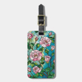 Blumen-Buntglas-Effekt Rosa Blumen Botanisch Gepäckanhänger (Vorderseite vertikal)