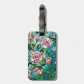 Blumen-Buntglas-Effekt Rosa Blumen Botanisch Gepäckanhänger (Rückseite vertikal)