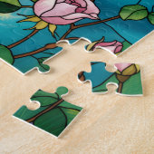 Blumen-Buntglas-Effekt Rosa Blumen Botanisch Puzzle (Seite)