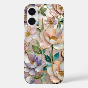 Blumen-Buntglas-Handyhülle Botanisch iPhone 16 Hülle