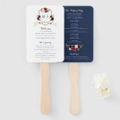 Blumen Burgund Navy Blauer Grünpflanzen Elegantes Fächer (Vorne und Hinten)