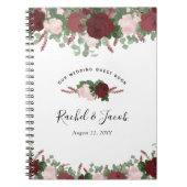 Blumen Burgunder erröten rosa Hochzeits-Gast-Buch Notizblock (Vorderseite)