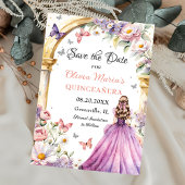 Blumen Butterfliegen Lilac Princess Quinceañera Save The Date