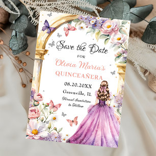 Blumen Butterfliegen Lilac Princess Quinceañera Save The Date