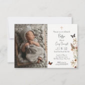 Blumen Butterfly Taufe Foto Invit Einladung (Vorderseite)