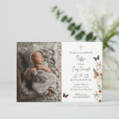 Blumen Butterfly Taufe Foto Invit Einladung (Stehend Vorderseite)