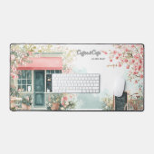 Blumen Café im Frühling Schreibtischunterlage (Tastatur & Maus)