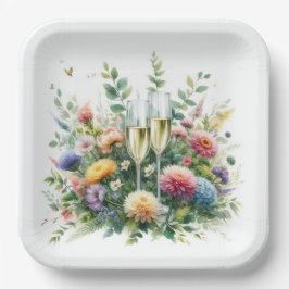 Blumen Champagner Garten Teller