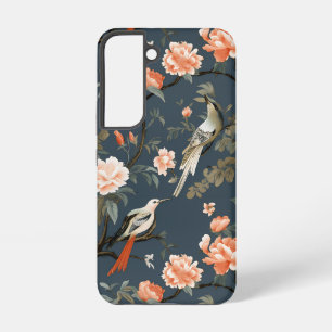 Blumen-Chinoiserie auf Denimblau Samsung Galaxy Hülle