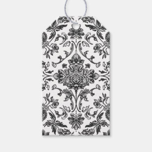 Blumen-Chinoiserie Schwarz-Weiß-Aquarell Geschenkanhänger
