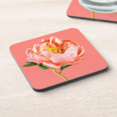 Blumen | Coral Peony Blossom Getränkeuntersetzer (Linke Seite)