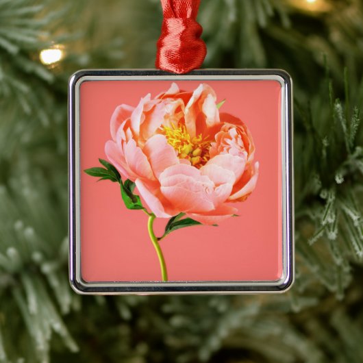 Blumen | Coral Peony Blossom Ornament Aus Metall (Baum)