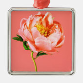 Blumen | Coral Peony Blossom Ornament Aus Metall (Vorne)