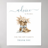 Blumen-Cowboy-Stiefel und Schleifen-Junge-Baby-Par Poster (Vorne)