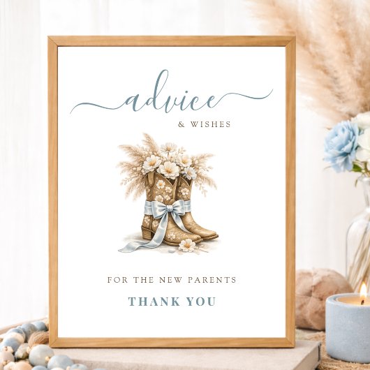 Blumen-Cowboy-Stiefel und Schleifen-Junge-Baby-Par Poster