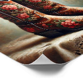 Blumen-Cowboy-Stiefel Western-Vintage-Wandkunst  Poster (Ecke)