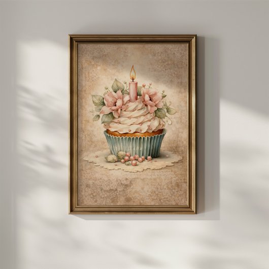 Blumen-Cupcake Poster