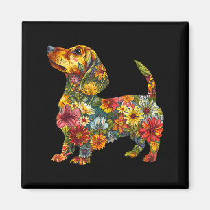 Blumen-Dachshund Süßer Hund Tierliebhaber Doxie M Magnet