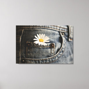 Blumen   Daisy in Jeans Pocket Leinwanddruck
