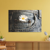 Blumen | Daisy in Jeans Pocket Leinwanddruck (Insitu (Wohnzimmer))