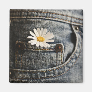Blumen Daisy in Jeans Pocket Magnet