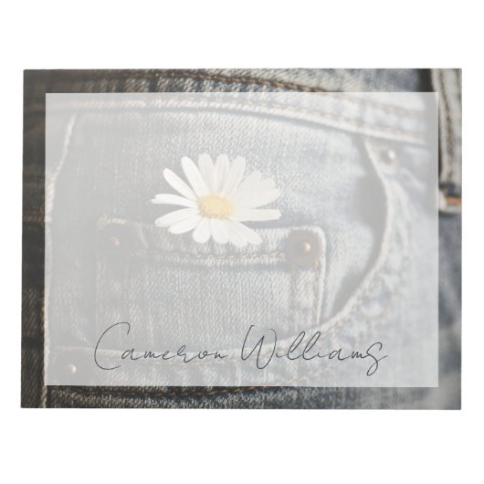 Blumen | Daisy in Jeans Pocket Notizblock (Vorderseite)