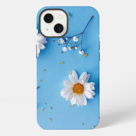 Blumen-Daisy-Muster - Hellblau iPhone Hülle (Rückseite)