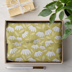 Blumen-Daisy-Muster Oliv & Senfgrau Seidenpapier