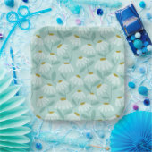 Blumen-Daisy-Muster Teal Blau & Olivgrün Pappteller (Party)