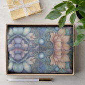 Blumen Damask Blue Gold Seidenpapier (Geschenk)