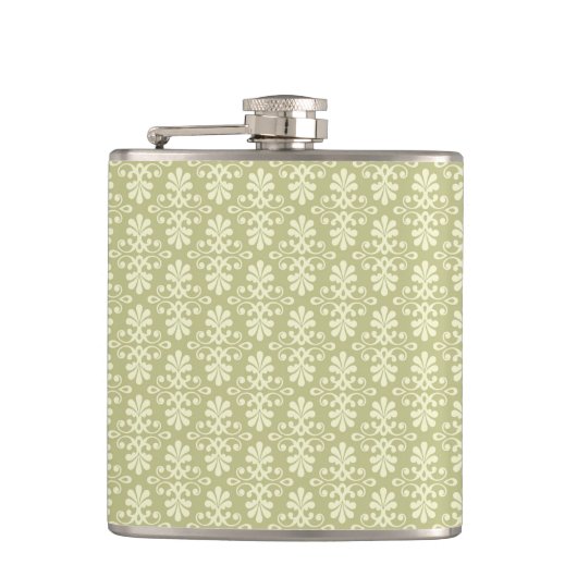 Blumen-Damask-Tapete Flachmann (Vorderseite)