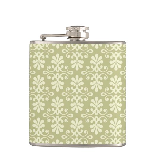 Blumen-Damask-Tapete Flachmann (Vorderseite)