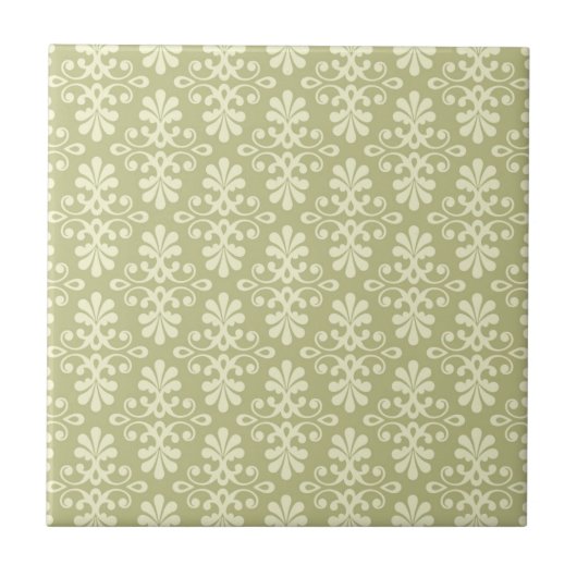 Blumen-Damask-Tapete Fliese (Vorderseite)
