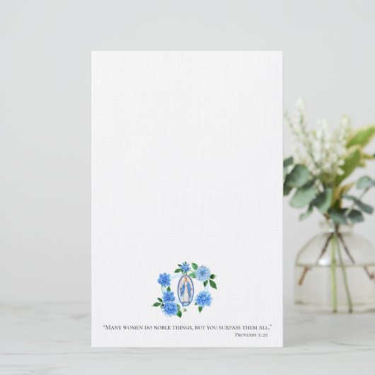 Blumen| Dame der blauen Dahlie-der Jungfrau Mary Briefpapier (Stehend Vorderseite)