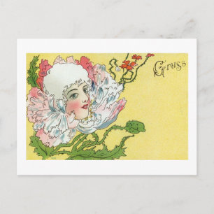 Blumen-Dame Fantasy, Art Nouveau Gruß Vintage Postkarte